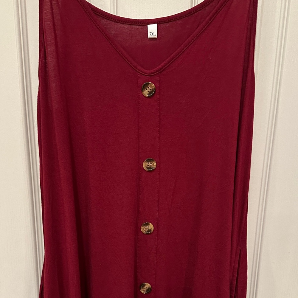 Amazon Essentials Burgundy Button-Front Swim Coverup